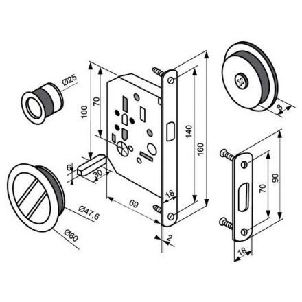 Комплект для раздвижных дверей Morelli MHS-1 WC SG золото матовое