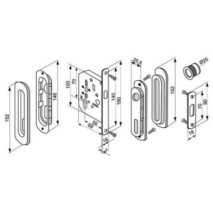 Комплект для раздвижных дверей Morelli MHS150 L SC хром матовый