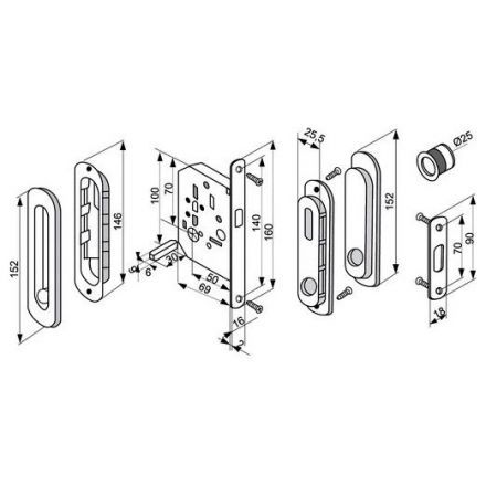 Комплект для раздвижных дверей Morelli MHS150 WC SC хром матовый