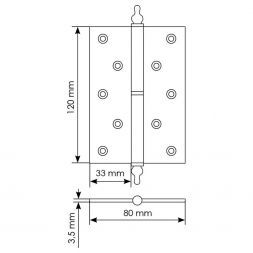 Петля латунная с коронкой правая Morelli MB 120X80X3.5 AB R C бронза античная
