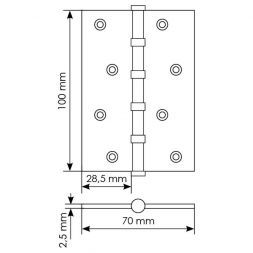 Петля латунная универсальная Morelli MBU 100X70X3-4BB AB бронза античная