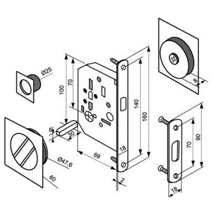 Комплект для раздвижных дверей Morelli MHS-2 WC SC хром матовый