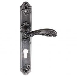 Ручка межкомнатная под ключ. цилиндр ARCHIE GENESIS FLOR BL.SILVER (CL)