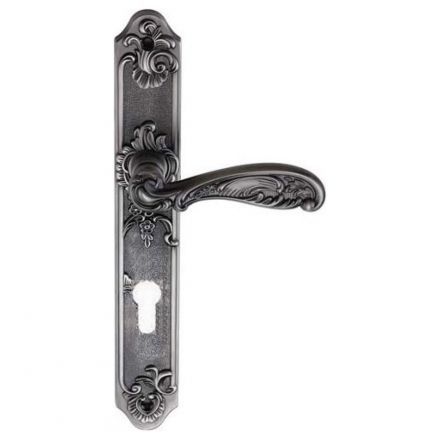Ручка межкомнатная под ключ. цилиндр ARCHIE GENESIS FLOR BL.SILVER (CL)