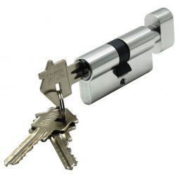 Ключевой цилиндр ключ-завертка BUSSARE CYL 3-60 TR CHROME Хром матовый