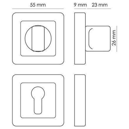 Завертка дверная Morelli MH-WC-S55 SC/CP хром матовый/хром