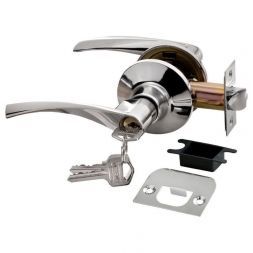 Дверная ручка Rucetti HK-02 L PC ключ-фиксатор полированный хром