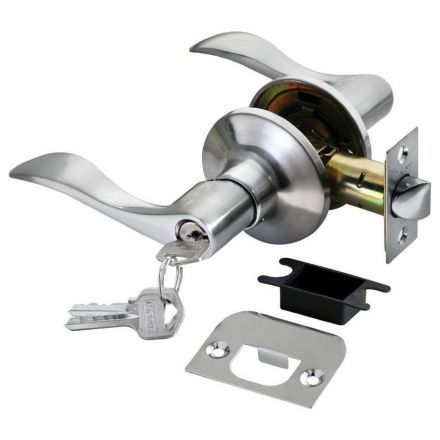 Дверная ручка Rucetti HK-03 L SC ключ-фиксатор матовый хром