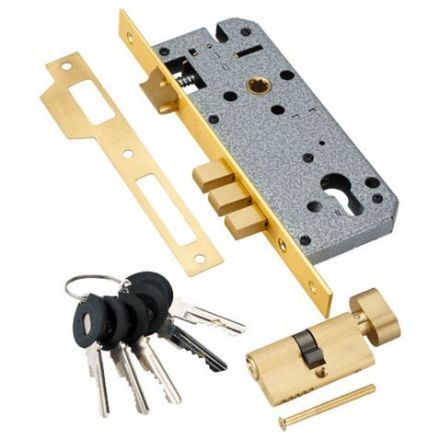 Замок врезной с секретным цилиндром ADDEN BAU LOCK 4585 5-60B D GOLD