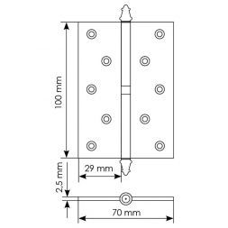 Петля стальная правая Morelli MS 100X70X2.5 R AB бронза античная