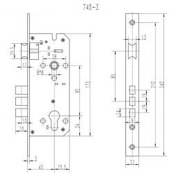 Замок врезной с секретным цилиндром ADDEN BAU LOCK 4585 5-60B D BRONZE