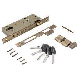 Замок врезной с секретным цилиндром ADDEN BAU LOCK 4585 5-60B D BRONZE