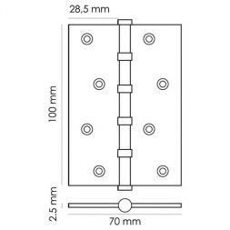 Петля стальная универсальная 1шт. Morelli MS 100X70X2.5-4BB AB бронза античная