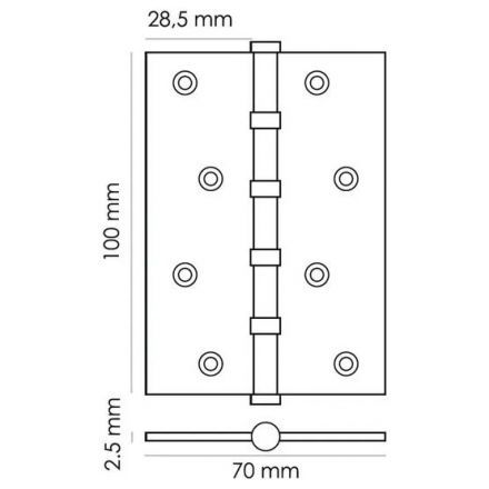 Петля стальная универсальная 1шт. Morelli MS 100X70X2.5-4BB BL черный