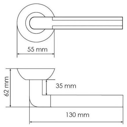 Ручка дверная Morelli MH-11 SN/CP никель матовый/хром