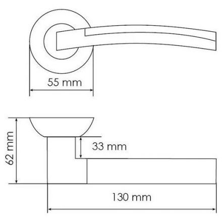 Ручка дверная Morelli MH-12 SN/CP никель матовый/хром