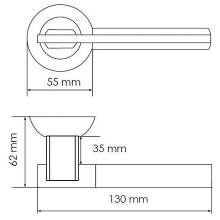 Ручка дверная Morelli MH-13 SN/CP никель матовый/хром