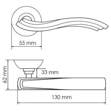 Ручка дверная Morelli MH-14 SN/CP никель матовый/хром