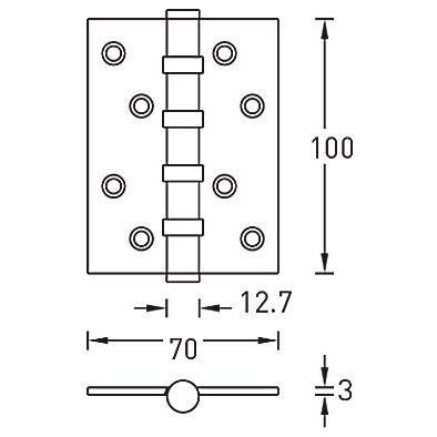 Петля универсальная ARCHIE A010-C 100X70X3-4BB-1B