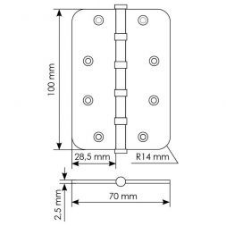 Петля стальная скругленная универсальная Morelli MS-C 100X70X2.5-4BB AB бронза античная
