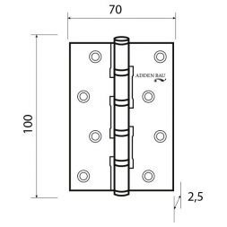 Петля дверная универсальная с четырьмя подшипниками ADDEN BAU 100x70x2.5 4BB POLISH CHROME
