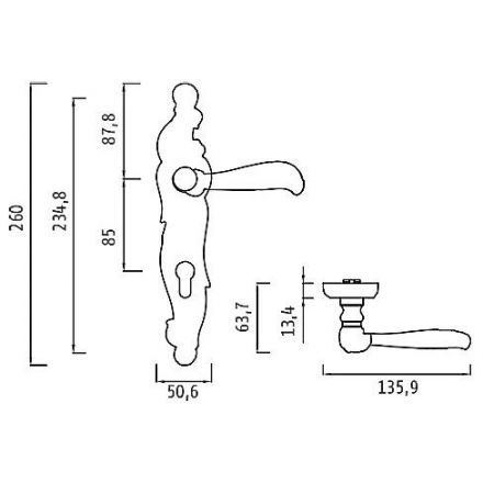 Ручка межкомнатная ARCHIE S010 47HH Valoria Line