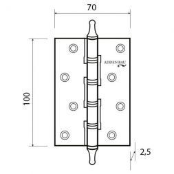 Петля дверная универсальная ADDEN BAU 100x70x2.5 4W WHITE/CHROME
