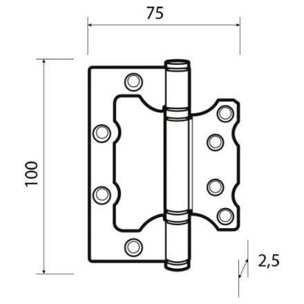 Петля дверная универсальная с двумя подшипниками ADDEN BAU 100x75x2.5 BUT SATIN GOLD