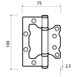 Петля дверная универсальная с двумя подшипниками ADDEN BAU 100x75x2.5 BUT ANTIC BRONZE