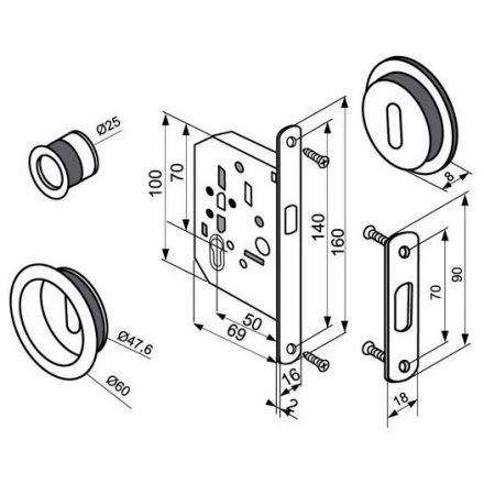Комплект для раздвижных дверей Morelli MHS-1 L SC хром матовый